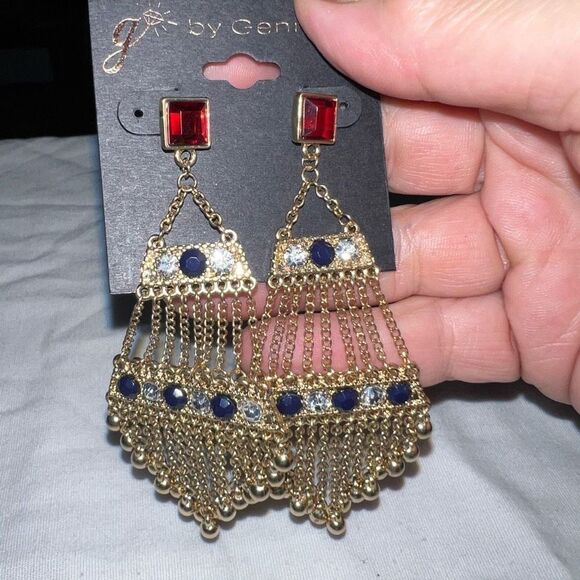 G by Gennaro Large Bead and Gemstone Boho Chandelier Earrings - Picture 3 of 8